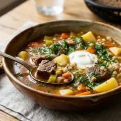 Zupa, dārzeņu ar liellopa gaļu